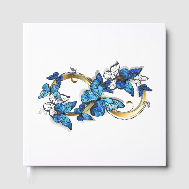 Libro De Visitas Símbolo infinito de mariposas Morpho azules (Anverso)