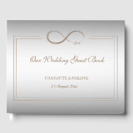 Libro De Visitas Símbolo infinito plateado oro elegante