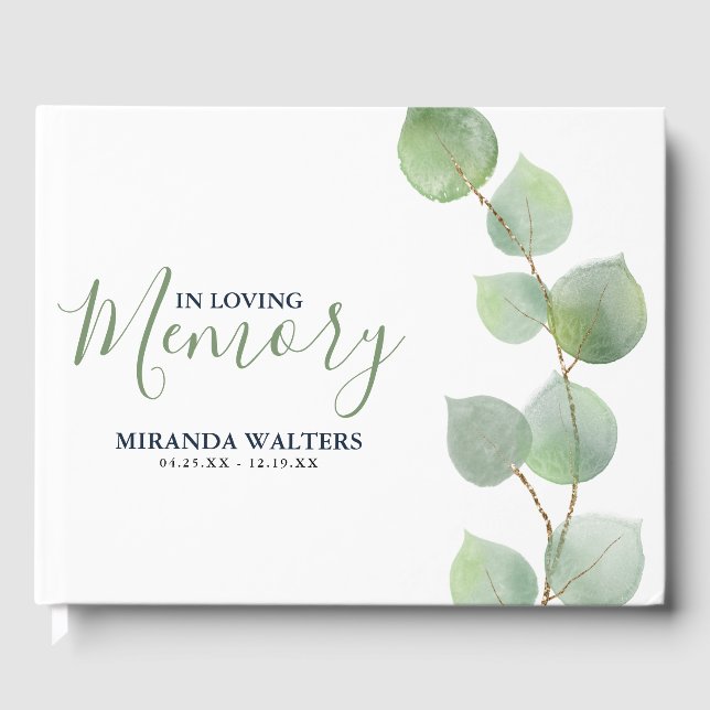 Libro De Visitas Simple acuarela Eucalyptus Memorial Keepsake (Anverso)