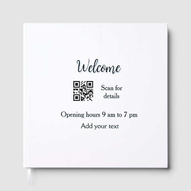 Libro De Visitas Simple apertura de bienvenida código de barras QR  (Anverso)