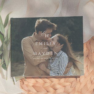 Libro De Visitas Simple Boda Minimalista de Foto Boho