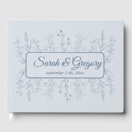 Libro De Visitas Simple Boho Floral Dusty Blue Boda