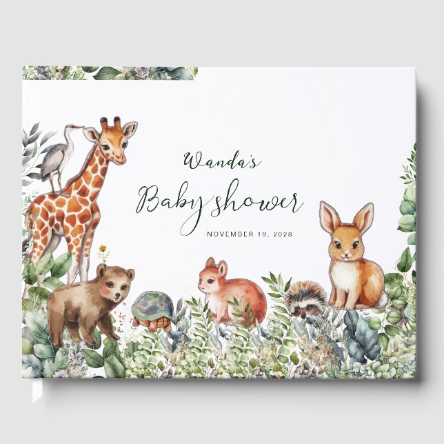 Libro De Visitas Simple Boho Woodland Baby Shower (Anverso)