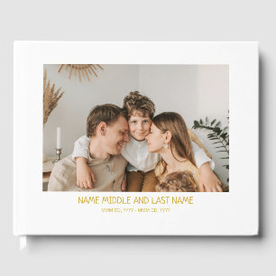 Libro De Visitas Simple celebración de la vida con fotos de oro bla