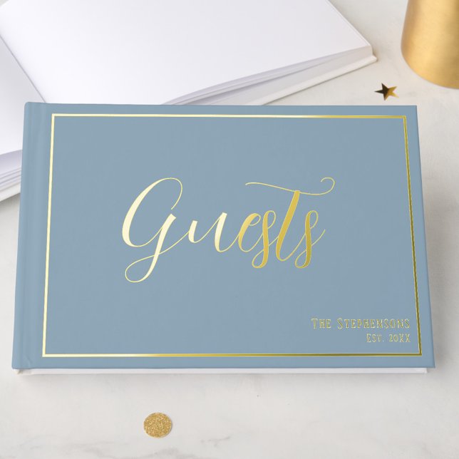 Libro De Visitas Simple Elegant Blue Grey Minimalist Gold (Subido por el creador)