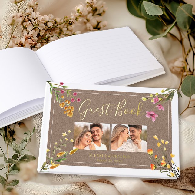 Libro De Visitas Simple Elegant Rustic Wildflowers Photo Wedding (Subido por el creador)