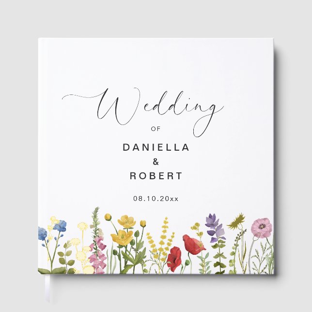 Libro De Visitas Simple Elegant Wildflower Wedding  (Anverso)
