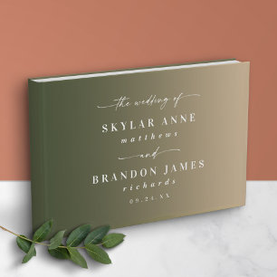 Libro De Visitas Simple Forest Green & Gold Ombre Boda
