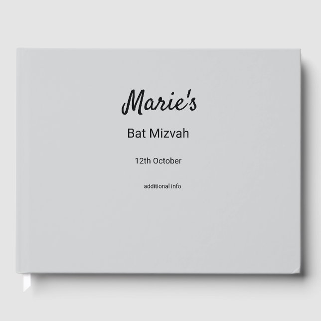 Libro De Visitas simple mínimo blanco clásico edi bat mitzvah (Anverso)
