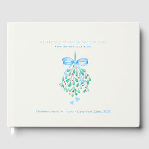 Libro De Visitas Simple Mistletoe besa a Blue Boy Baby Shower