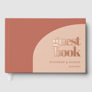 Libro De Visitas Simple Peach Terracotta Rosa Relieve metalizado de