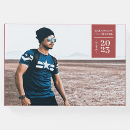 Libro De Visitas Simple Photo Tab Graduación Red Guest Book