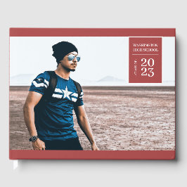 Libro De Visitas Simple Photo Tab Graduación Red Guest Book