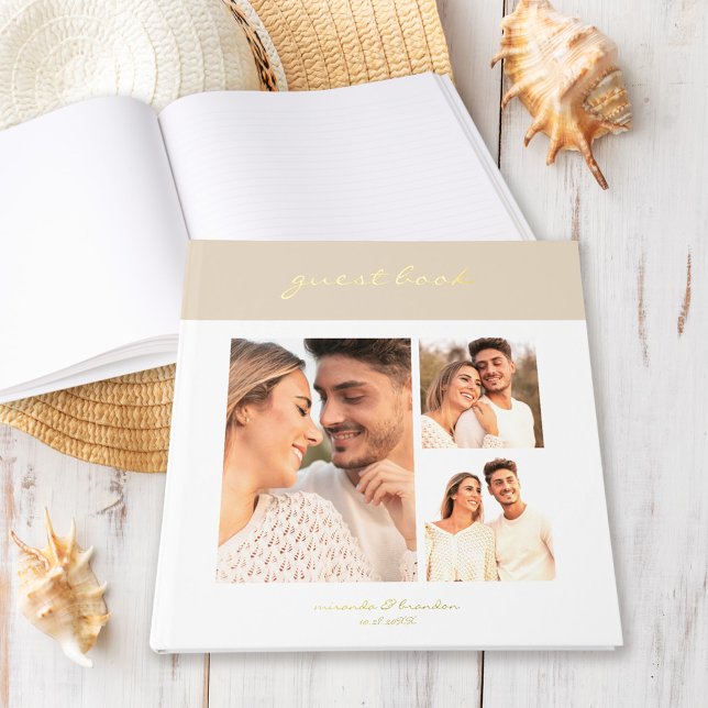 Libro De Visitas Simple Sand Beige Modern Cakkigraphy Script Photo (Subido por el creador)