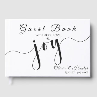 Libro De Visitas Simple, Script, Black & White Wedding