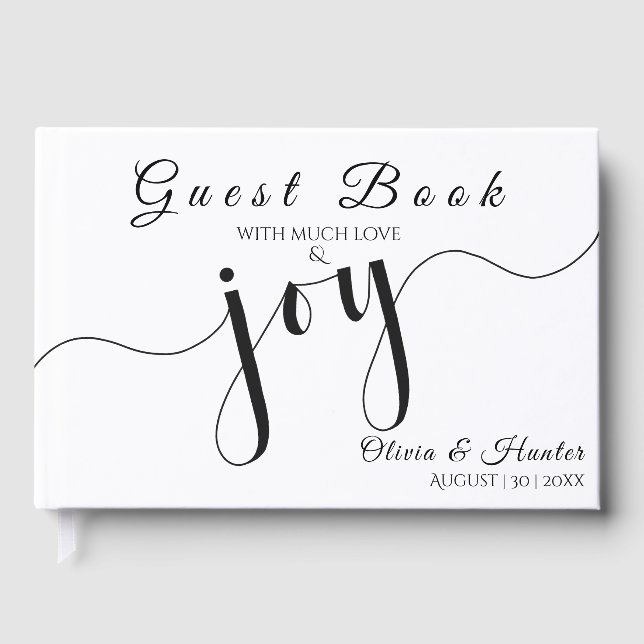 Libro De Visitas Simple, Script, Black & White Wedding (Anverso)