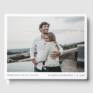 Libro De Visitas Simple Tipografía Moderna Verde Foto Boda