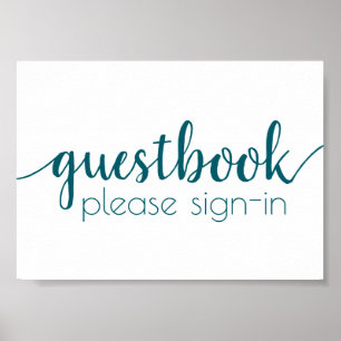 Libro de visitas simple   Verde azulado Aqua Cualq