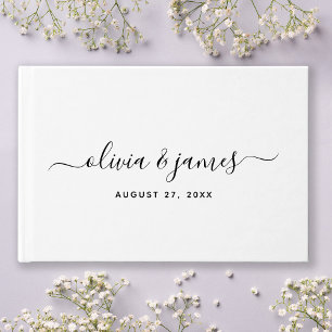 Libro De Visitas Simple y Elegante Letra de Caligrafía para Boda