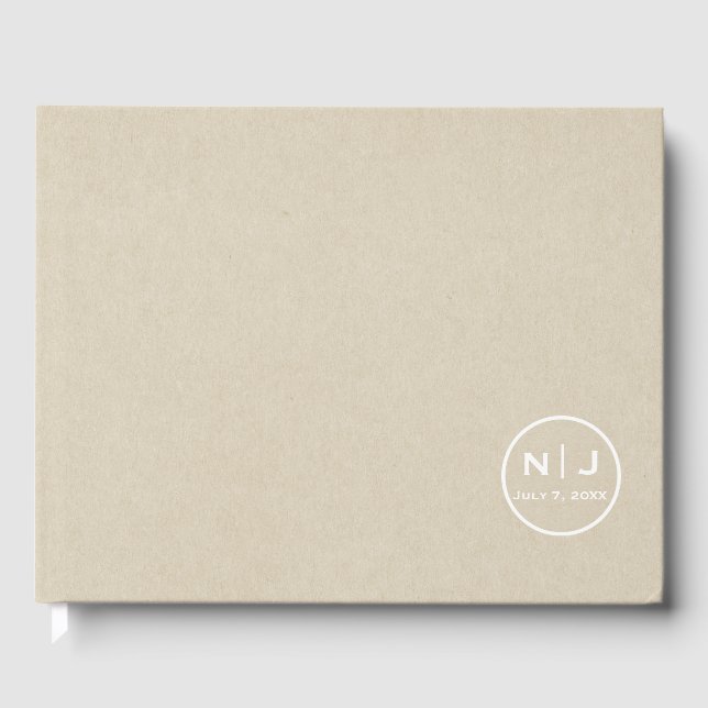 Libro De Visitas Simplemente marrón Kraft rústico matrimonio de cam (Anverso)