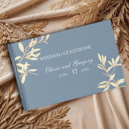 Libro De Visitas Sinfonía floral eterna en Boda azul