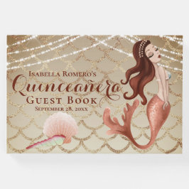 Libro De Visitas Sirena en oro Rosa bajo el mar Quinceañera