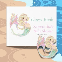 Libro De Visitas Sirenita Baby Shower. Bajo El Mar. Purpurina