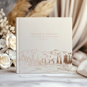 Libro De Visitas Sketch de montaña   Boda Rustic Woodland