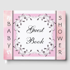 Libro de visitas sobre Baby Shower rosa y negro