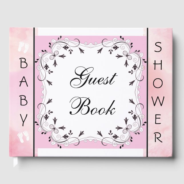 Libro de visitas sobre Baby Shower rosa y negro (Anverso)