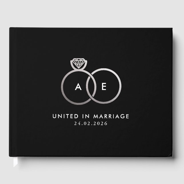 Libro de visitas sobre el Monograma del Boda plate (Anverso)