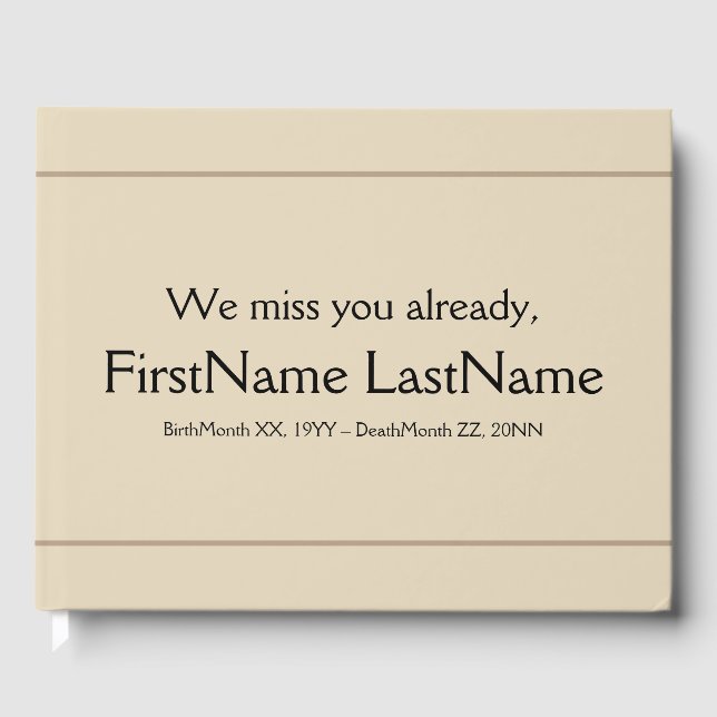 Libro de visitas sobre funerales moderado y person (Anverso)