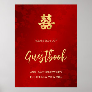 Libro de visitas sobre la floral roja del Boda chi