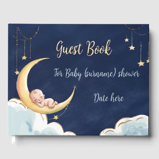 Libro De Visitas Sobre la luna Baby Celestial (Anverso)