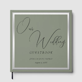 Libro De Visitas Sofisticado Boda Sage & Silver