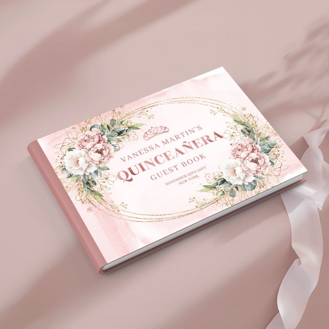 Libro De Visitas Soft Dusty Pink Flowers Eucalyptus 15th Guest Book (Soft Dusty Pink Flowers Eucalyptus 15th Guest Book)