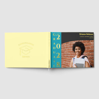 Libro De Visitas Soft Yellow Modern Photo Graduation Party Gold