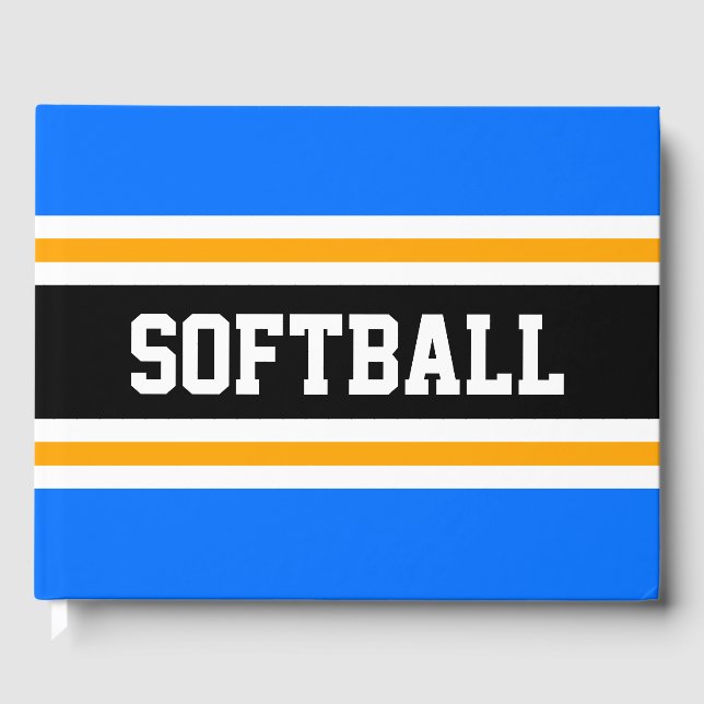 Libro De Visitas SOFTBALL Athletic Bright Blue Yellow Black Stripes (Anverso)