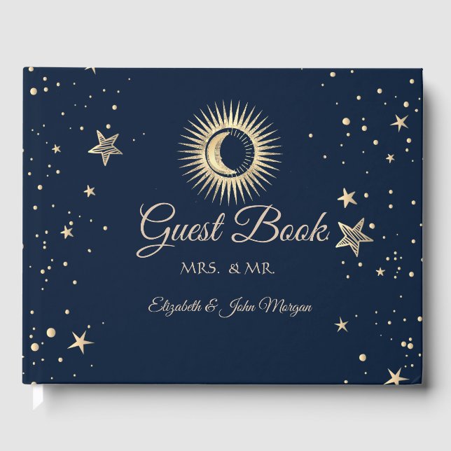 Libro De Visitas Sol Dorado Celestial Y Luna Estrellas (Anverso)