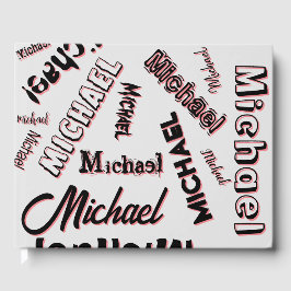 Libro De Visitas Sombra de color de rosa monograma de patrón de nom