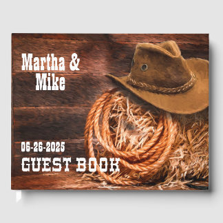 Libro De Visitas Sombrero de vaquero de Country Western Lariat Boda