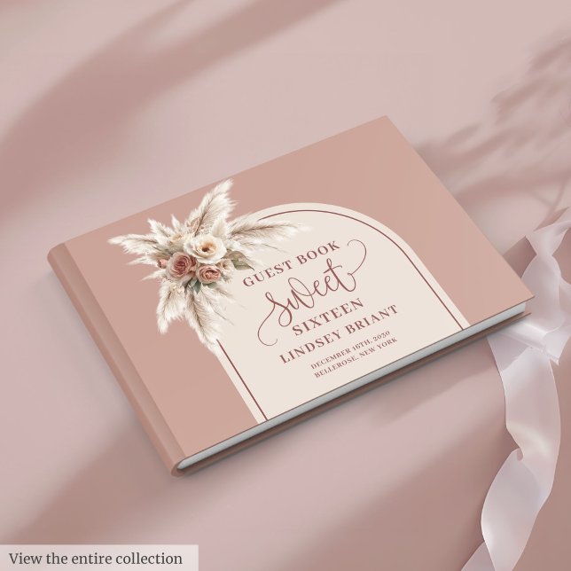 Libro De Visitas Sophisticated Arch Pastel Pink Pampas Floral 16th (Sophisticated Arch Pastel Pink Pampas Floral Sweet 16)