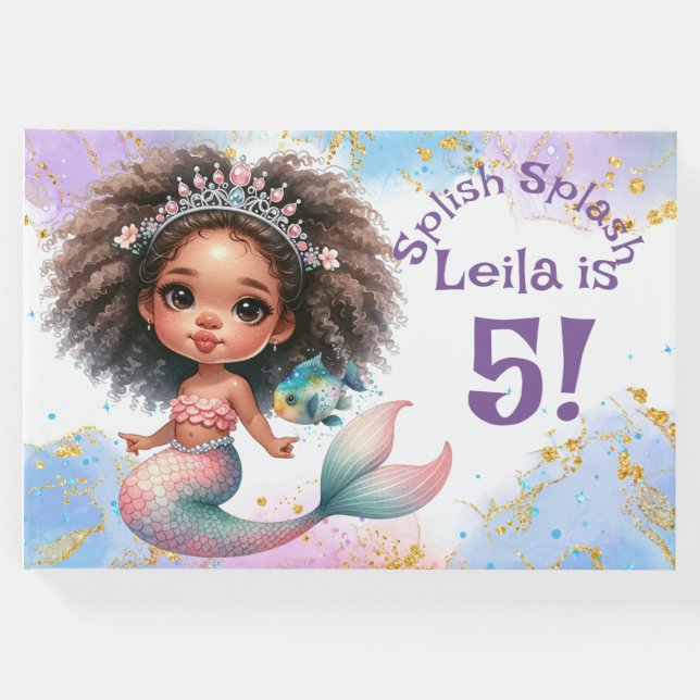 Libro De Visitas Splish Splash Mermaid Fiesta Birday Guest Book (Anverso)