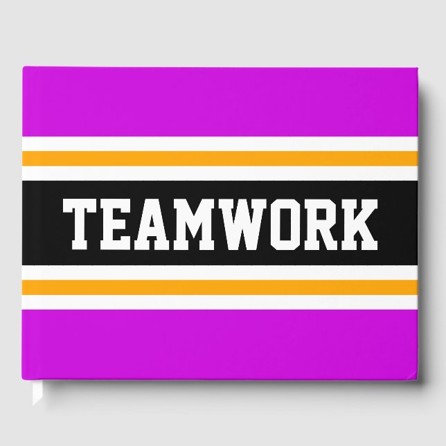 Libro De Visitas Sporty Bold Pink Black Yellow TEAMWORK Stripes (Anverso)