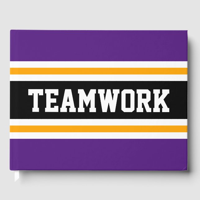 Libro De Visitas Sporty Bold Purple Black Yellow TEAMWORK Stripes (Anverso)