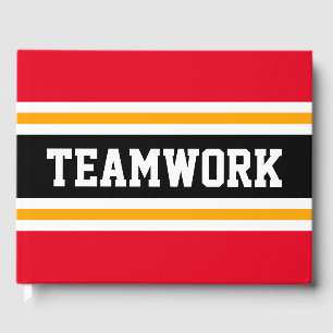 Libro De Visitas Sporty Bright Red Black Yellow TEAMWORK Stripes