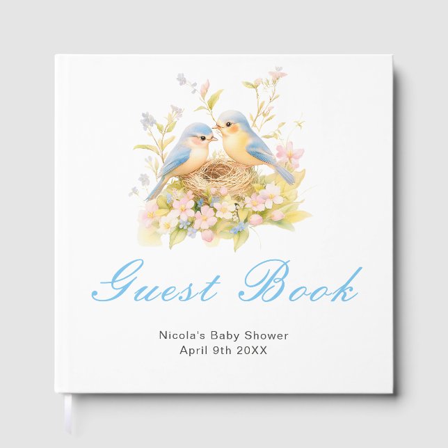Libro De Visitas Spring Birds Baby Shower Guest Book (Anverso)