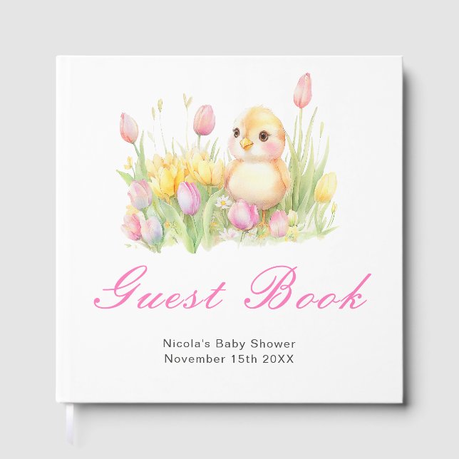 Libro De Visitas Spring Chick Baby Shower Guest Book (Anverso)