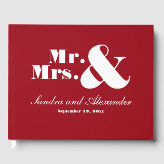 Libro De Visitas Sr. Elegant Modern Minimal Classic boda Rojo