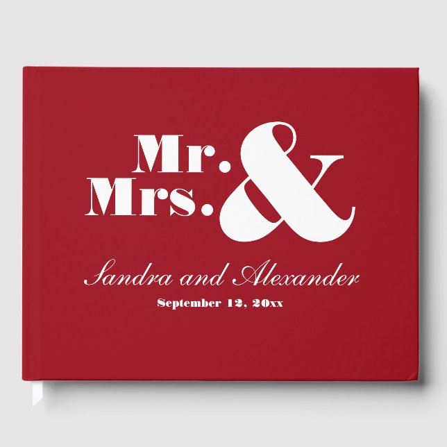 Libro De Visitas Sr. Elegant Modern Minimal Classic boda Rojo (Anverso)